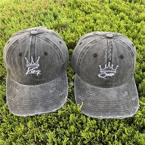 Bonés de bola bordados com letras de coroa boné de beisebol com buraco rasgado snapback sombreamento chapéus ao ar livre ajustável chapéu pai vintage