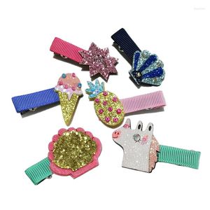 Hair Accessories Handmade Glitter Clip For Little Girls Kids Child Cute Horse Pineapple Shell Hairpin