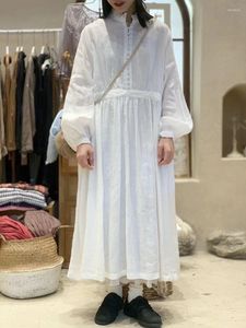 Casual Dresses Spring Autumn Women All-match Loose Plus Size Japan Style Mori Girls Comfortable Water Washed Linen Shirt