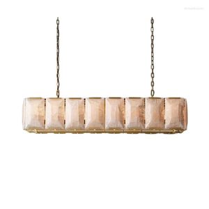 Chandeliers Dimmable LED Retro American Rectangular Crystal Chandelier Lighting Lustre Suspension Luminaire Lampen For Dinning Room