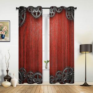 Curtain Gear Wooden Board Modern Hall Curtains For Living Room Kitchen Boy Girl Bedroom Long Windows Cortinas Home Decor