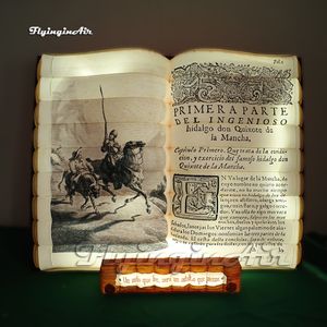 Magisk belysning Uppblåsbar Don Quixote Book Replica Roman Litteratur Spaniskt litterärt mästerverk för reklamutställning