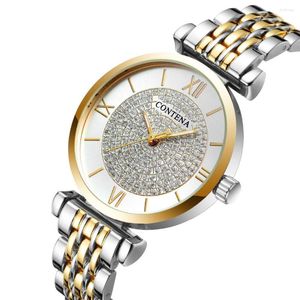 Orologi da polso CONTENA Orologio da polso da donna Original Luxury For Ladies Orologio da polso da donna al quarzo impermeabile in acciaio inossidabile Gold 2023 Trend