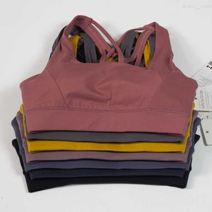 Sutiã feminino Yoga Cross Back Back Exercise Top Lady Chest Lingerie Colete Workout Sutiã com almofada no peito Ginásio Regatas à prova de choque Vestir Yogas