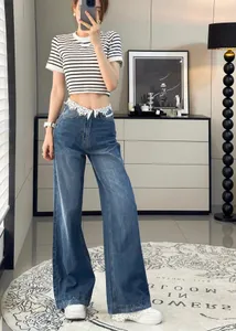 Jeans firmati Pantaloni lunghi da donna Pantaloni di alta qualità Tasca Ricamo Lettera Vita alta Jeans dritti sottili per donna C4