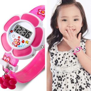 Kinderuhren Schöne Blume Niedliche Jungen Mädchen Kinder Sportuhren Cartoon Kinderuhren Prinzessin Silikon LED Digital Armbanduhren Party Geschenk 230606