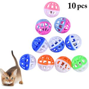 2019 Nya 10st Pet Cat Toy Colorful Handmade Bells Bouncy Ball Cat Interactive Toy Training Spela Toys Pet Supplies