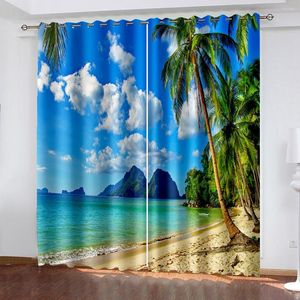 Tenda Paesaggio marino naturale Paesaggio 3D Tende oscuranti moderne Finestra per soggiorno Camera da letto Decorazioni per la casa Tende da cucina