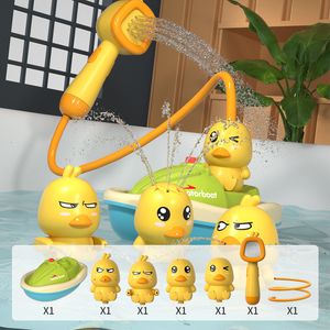 Bath Toys Cute Duck Electric Water Spray Bathroom Bathing Baby Kids And Shower Bathtubs Interactive Boy girl Gifts 230605