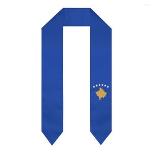 Sciarpe Graduation Sash Bandiera del Kosovo Sciarpa Scialle Stola Blu zaffiro con nastro accessorio per abito da scapolo a strisce stellari 180 14 cm