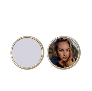 DHL300pcs Party Favor Sublimation DIY White Blank Metal Gold Circle Badge