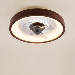 Plafoniere Lampada in stile cinese con ventilatore elettrico Semplice camera da letto invisibile a pavimento basso Telecomando per bambini