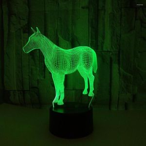 Luci notturne che vendono Pony Lampada 3d Tocco colorato Led Luce visiva Atmosfera regalo Tavolo da tavolo Usb