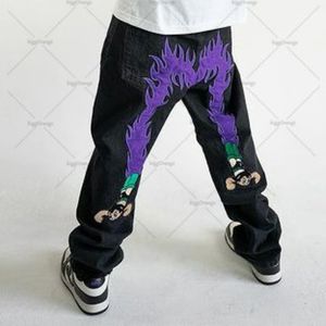 Mens Jeans American Y2K Jeans Streetwear Harajuku för män Casual Hip Hop Street Tryckt Menwide Foot Pants Straight Leg 230606