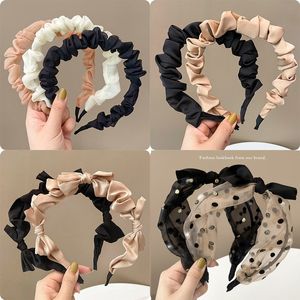 Headwear Hair Accessories Korean Hairbands for Woman Candy Color Pleated Bowknot Headband Women Girls Fashion Designer Bands 230605