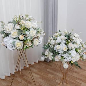 Dekorativa blommor 50 cm elfenben Konstgjord siden Rose Wall Plant Po Backdrop Valentines Day Decor Table Flower Balls For Wedding Center Pieces