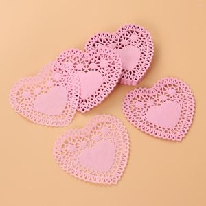 Table Napkin 250Pcs Heart Doilies Hollow Love Placemats Oil Proof Paper Cake Mats For Wedding 4 Inch