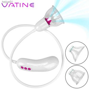 Klitoris stimulator bröst vagina pump sexleksaker för kvinnor 5+2 sugande slicklägen 2 i 1 vibratorer bröstvårta sucker sexverktyg l230518