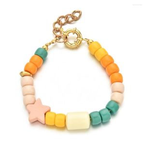 Charm Bracelets ZMZY Wooden Star Glass Beads For Girls Sweet Bracelet Rainbow Color Jewelry Colorful Lovely Gift