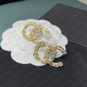 Designers de marca de ouro 18K gota de pérola letras duplas clipe cadeia geométrica mulheres famosas 925 prata cristal strass brinco festa de casamento jóias