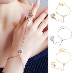 Link Bracelets 2023 Women's Bracelet Set Fashion Leaf Hand Harness Bangle Chain Finger Accessories Women Jewelry