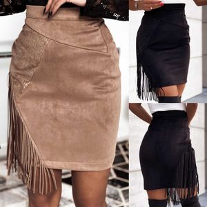 Skirts Women's ruffled deer velvet face stitched high waist sexy short pure thin unique and elegant women's leather G220605