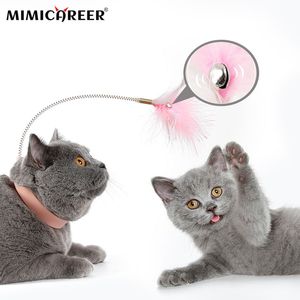 Brinquedos para gatos Penas Brinquedos interativos engraçados Teaser para gatos com sino Coleira para animais de estimação Gatinho Brinquedos de treinamento para gatos Suprimentos