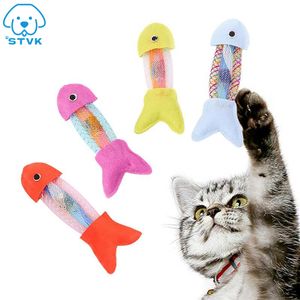 1st Cat Chewing Toy Cloth Silvervine Fish Forme Kitten Interaktiv tugga Toy Cat Kitten Toething Toy Accessories Pet Supplies