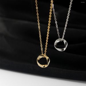 Chains 925 Sliver Necklace Mobius Strip For Women On Neck Silver Necklaces Minimalist Chain Girls Fashion Jewelry