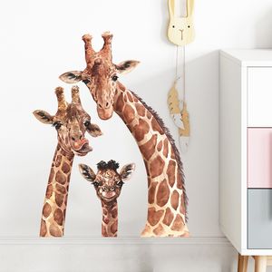 Niedliche Giraffen-Familien-Wandaufkleber, Schlafzimmer, Wohnzimmer, Wanddekoration, abnehmbare PVC-Tiere, Wandaufkleber, Kunst-Wanddekoration