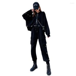 Women's Two Piece Pants Fashion Tooling Suit Korean Women's Clothing 2023 Loose Tracksuit Women Cool Girl Wear Handsome Set