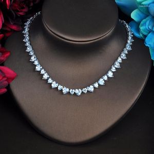 Серьги по ожерелью Set Set Fashion Luxury Chore Heart Chore Cre Cz Dubai для женщин свадебные платья аксессуары вечеринка N-470