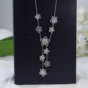 Pendant Necklace White Gold Full Crystal Nine Five Leaf Clovers Flowers Charm Wedding Jewelry Party Gift