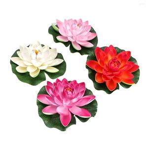 Decorative Flowers PRETYZOOM 4PCS 17CM Artificial Floating Realistic Water Pads Ornaments For Home Garden Patio Pond Aquarium