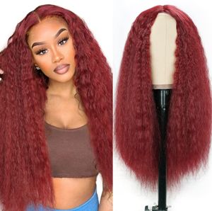 26 tum afrikansk liten lockig matt hög temp Silk Long Curl Synthetic Wig Center Parting flera stilar tillgängliga lätt och voluminös