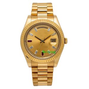 Luxus-Armbanduhr, brandneue Herren-Automatikuhren, Day Date II President Watch, 41 mm, 218238, Diamant- und Rubin-Zifferblatt, Gelbgold
