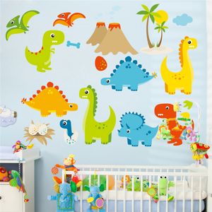 Adesivi murali dinosauri dei cartoni animati per la decorazione della camera dei bambini 3d simpatici animali murale arte fai da te decalcomanie per la casa poster in pvc