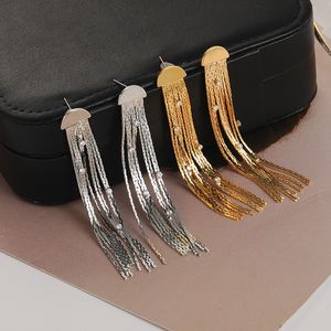 Long Gold tassel earrings women's exaggerated metal earrings fashionable and stylish earrings Luxury Jewelry E3892