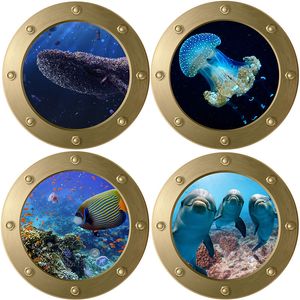 Vita marina Squalo Pesce Sottomarino Finestra Adesivi murali Frigorifero Bagno Decorazione domestica Fai da te 3d Nemo Pvc Murale Arte Decalcomanie animali