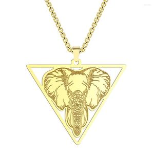 Collane con ciondolo Collana con testa di elefante Triangolo regalo per lui Acciaio inossidabile Gioielli per animali simbolo dell'amicizia