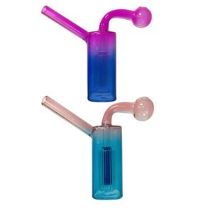 Gradient Färg Bubbler Oil Burner Pipe Mini Bongs Glass Percolator Water Pipes Hookah Bong Bubblers Recycle Portable Rökning Dab Rigs Device