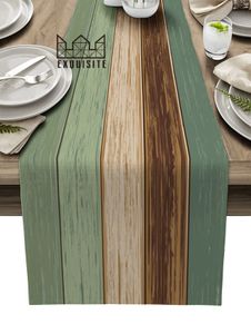 Стол -бегун Fauxe Wood Grain Vintage Sage Green Wedding Decor Runners Coffee Lable Столк кухонный обеденный стол ткани для дома декор 230605