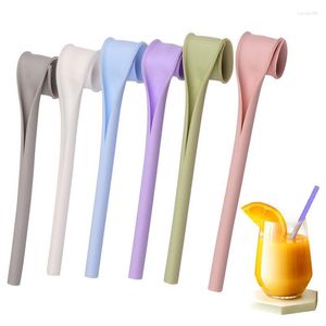 Drinking Straws 6pcs/set Reusable One Click Open Silicone Food Grade Snap Detachable Washable Straw For Party Kitchen Travel