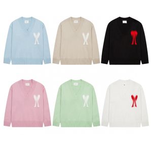 Mens Sweaters v Boyun Sweater Klasik Aşk Mektubu Paris Moda Kadın Çift Polo Sweater