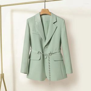 Abiti da donna Giacca da abito verde chiaro Donna 2023 Primavera Autunno Casual Cintura da strada esplosiva di alta qualità Blazer manica lunga Top