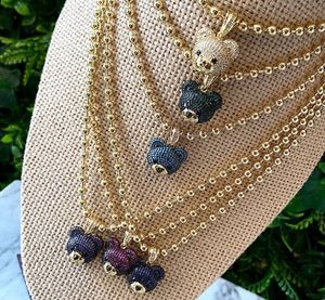 Pendant Necklaces 6PCS Trendy Exquisite Bear Shiny AAA Zircon Necklace for Women Designer Creativity High Quality Jewelry 230606