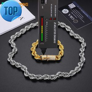 Dropshipping 6mm 12mm 18k Gold Plated 925 Sterling Silver VVS Moissanite Diamond Iced Out Clasp Rope 체인 목걸이