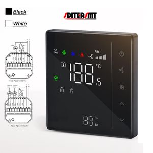 Fans 24V 220V NC/NO Valve 3Speed Touch Screen Thermostat for Temperature Control Fan Coil Unit Work with Duct System