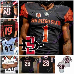 coe1 Maglia da calcio personalizzata San Diego State Aztecs NCAA College Chase Bell Chase Jasmin Keshawn Banks Rashaad Penny 28 Marshall Faulk Ryan Agnew