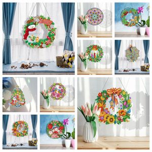 Stitch HUACAN 5D DIY Special Shaped Diamond Embroidery Christmas Wreath Diamond Art Painting Snowman Bird Peacock Home Decoration